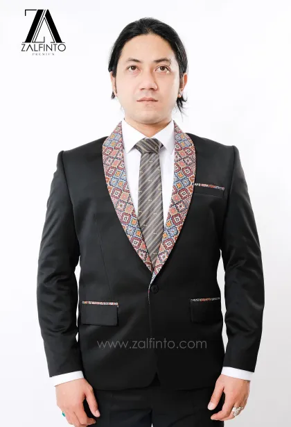 Blazer, Suit & Pants KNIGHT BLACK TRIBAL ETHNIC LAPEL TR TAILORED FIT CUSTOMIZED WEDDING TUXEDO by ZALFINTO PREMIUM 1 105_1