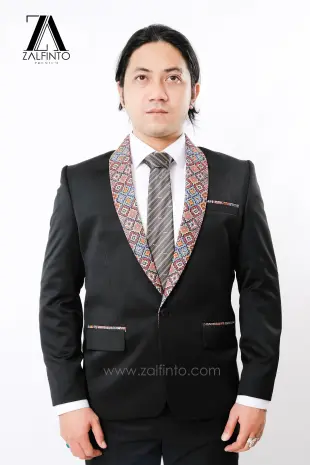 Blazer, Suit & Pants KNIGHT BLACK TRIBAL ETHNIC LAPEL TR TAILORED FIT CUSTOMIZED WEDDING TUXEDO by ZALFINTO PREMIUM 1 105_1