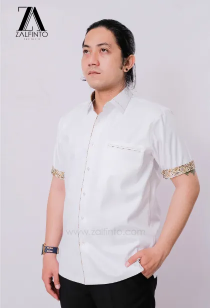 Dress Shirt PEARL WHITE SQUARE MOTIVE COTTON CUSTOMIZED DRESS SHIRT by ZALFINTO PREMIUM 3 131_1