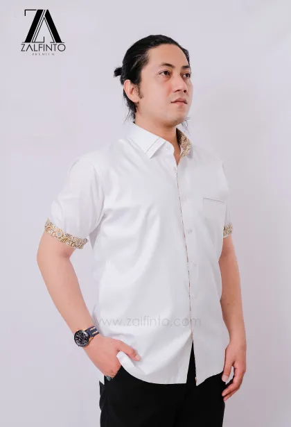 Dress Shirt PEARL WHITE SQUARE MOTIVE COTTON CUSTOMIZED DRESS SHIRT by ZALFINTO PREMIUM 2 133_1