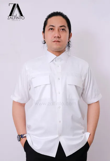 Dress Shirt PEARL WHITE SQUARE MOTIVE COTTON CUSTOMIZED DRESS SHIRT by ZALFINTO PREMIUM 1 135_1