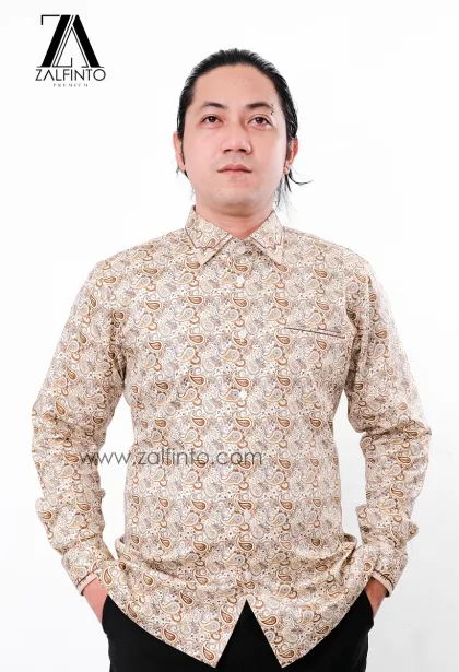 Dress Shirt ABSTRACT GOLD MOTIVE SOFT PRINTED COTTON CUSTOMIZED DRESS SHIRT by ZALFINTO PREMIUM 1 146_1