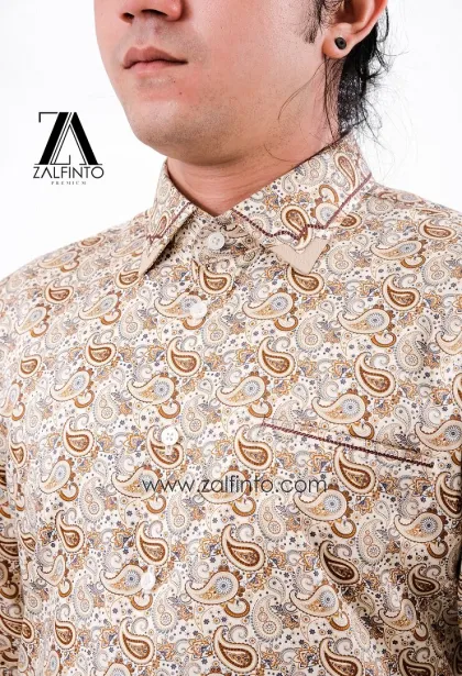 Dress Shirt ABSTRACT GOLD MOTIVE SOFT PRINTED COTTON CUSTOMIZED DRESS SHIRT by ZALFINTO PREMIUM 3 148_1