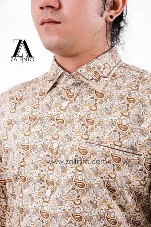 Dress Shirt ABSTRACT GOLD MOTIVE SOFT PRINTED COTTON CUSTOMIZED DRESS SHIRT by ZALFINTO PREMIUM 3 148_1