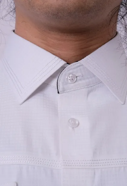 Dress Shirt PEARL WHITE SQUARE MOTIVE COTTON CUSTOMIZED DRESS SHIRT by ZALFINTO PREMIUM 5 fxe31395