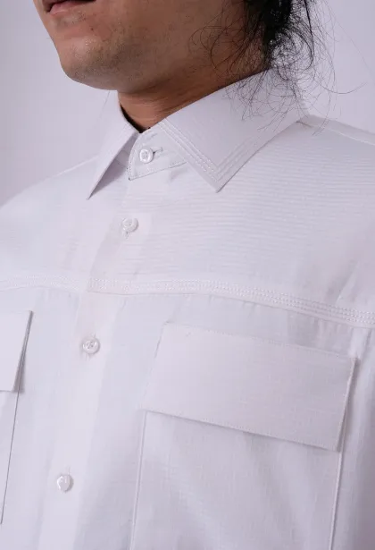 Dress Shirt PEARL WHITE SQUARE MOTIVE COTTON CUSTOMIZED DRESS SHIRT by ZALFINTO PREMIUM 4 fxe31396