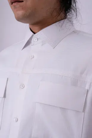 Dress Shirt PEARL WHITE SQUARE MOTIVE COTTON CUSTOMIZED DRESS SHIRT by ZALFINTO PREMIUM 4 fxe31396