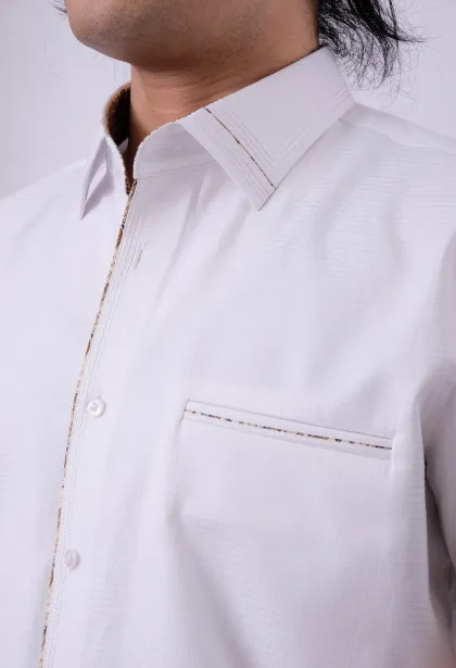 Dress Shirt PEARL WHITE SQUARE MOTIVE COTTON CUSTOMIZED DRESS SHIRT by ZALFINTO PREMIUM 4 fxe31405