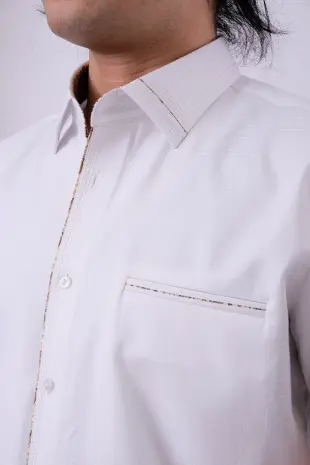 Dress Shirt PEARL WHITE SQUARE MOTIVE COTTON CUSTOMIZED DRESS SHIRT by ZALFINTO PREMIUM 4 fxe31405