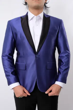 Blazer, Suit & Pants SHINY BLUE BLACK LAPEL TR TAILORED FIT CUSTOMIZED SINGLE BREASTED SUIT  by ZALFINTO PREMIUM 4 fxe31448